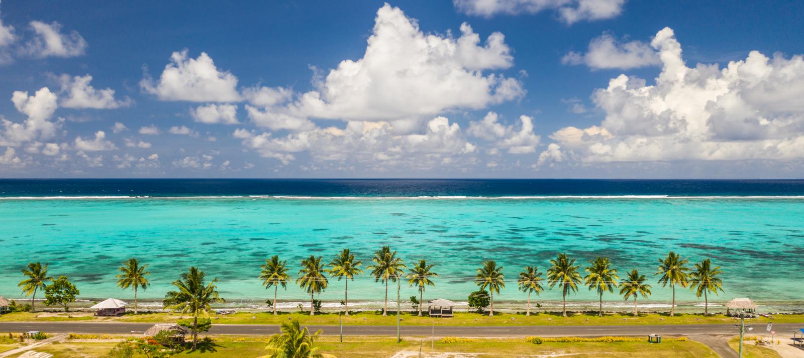 Samoa blue water palm trees